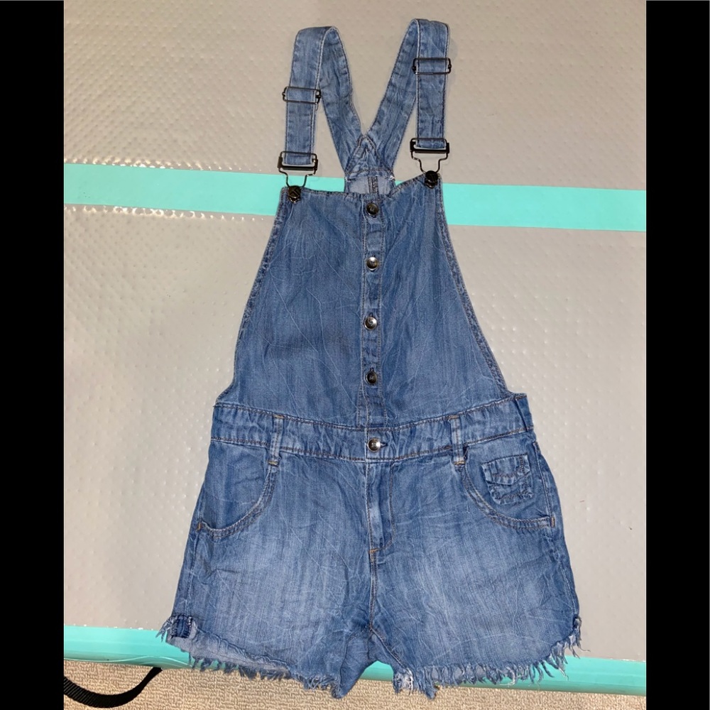 Tractr Girls Denim Overall Shorts